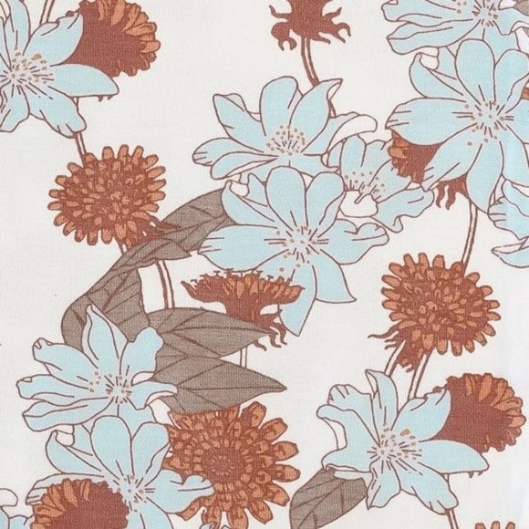 NWT Kate Quinn Blue Retro Floral Organic Cotton Single Layer Blanket Swaddle - Picture 2 of 2